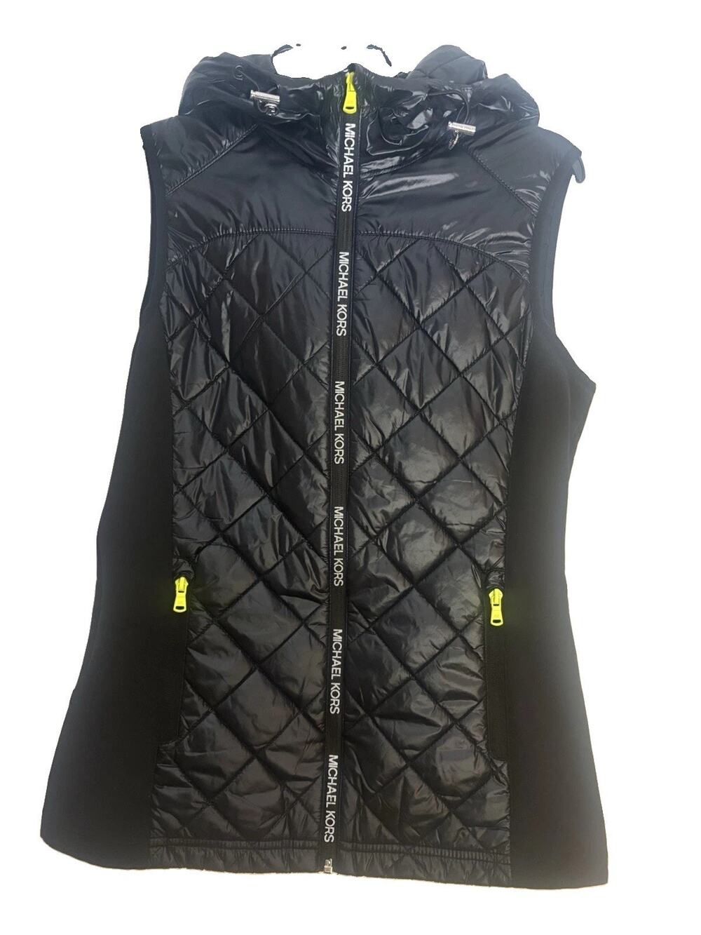 Michael Kors Women’s Black Hooded Puffer Vest Full Zip Pockets XS